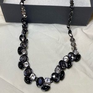 The Limited - Black and Clear Gemstone Statement Necklace.